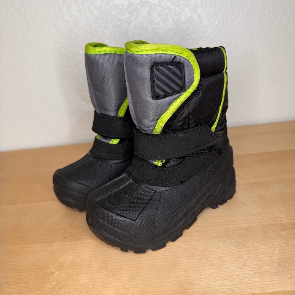 Kids Black and Green Winter Boots